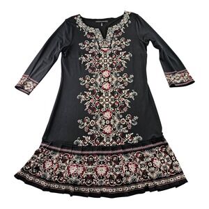 White House‎ Black Market women's Embellishes Dress Floral 3/4 Sleeves Size M